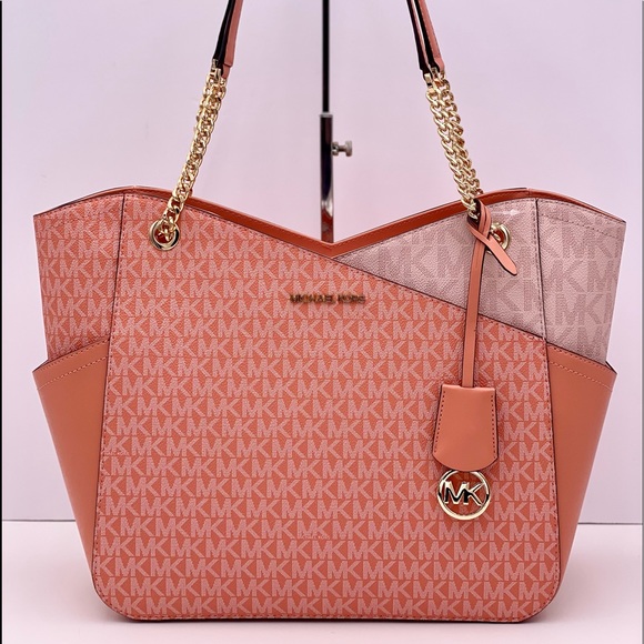 Michael Kors Jet Set Large Color-Block Saffiano Leather Tote Bag - Picture 3 of 12